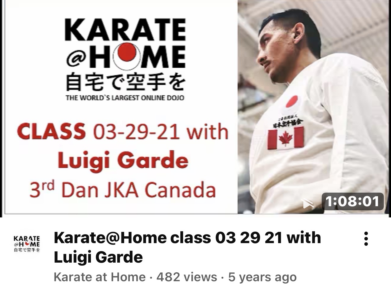 KARATE@HOME Class 03-29-21 mit Luigi Garde